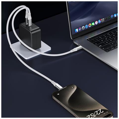 Cavo Di Ricarica Rapida Usb-c A Usb-c Da 240 W Per Telefoni, Laptop E Altro White 1 M - Foto 2
