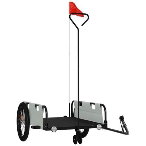 Rimorchio da Bici Grigio e Nero in Tessuto Oxford e Ferro - Foto 1