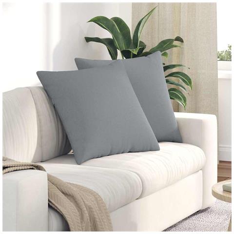 Cuscini da Divano 2 pcs Grigio chiaro 80 x 80 cm Tessuto - Foto 2