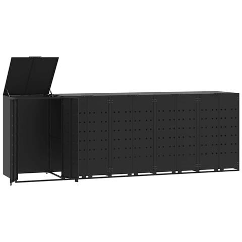 Copribidone con Ruote per 5 Bidoni Nera 345x79x117cm in Acciaio - Foto 1