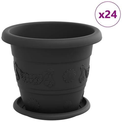 Vasi per Piante 24 pcs Nero Ø 26 x 21.5 cm Plastica - Foto 1