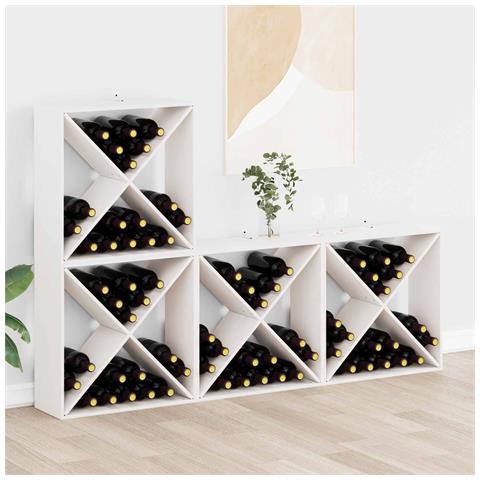 Portabottiglie 4 pcs Bianco 62 x 25 x 62 cm Pino massello - Foto 2
