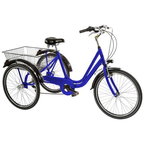 Bici A Tre Ruote Misura 24 Bicicletta Unisex Tr24 Con Cambio 6v Telaio In Alluminio Completa Di Accessori E Luci A Led - 47 Argento - Foto 1