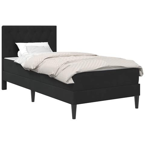 Struttura letto con materasso Nero 100 x 200 cm Velluto - Foto 1