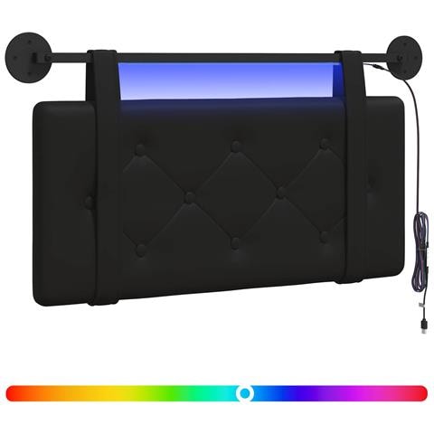 Testiera sospesa Con luce LED Nero Similpelle - Foto 1