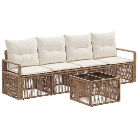 Set Divano da Giardino 5 pcs Beige polyrattan - Foto 1