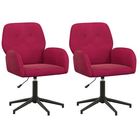 Sedie da scrivania girevoli 2 pz 54 x 55 x 90 cm Rosso Vino - Foto 1