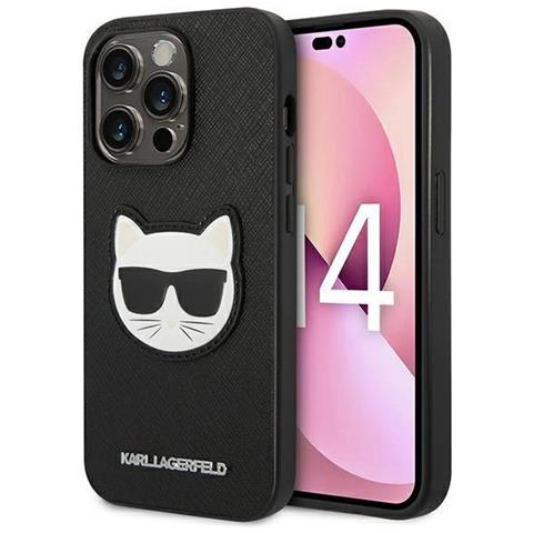 Karl Lagerfeld Klhcp14lsapchk Custodia Per Iphone 14 Pro 6.1 Nera /nera Saffiano Choupette Head Patch - Foto 1