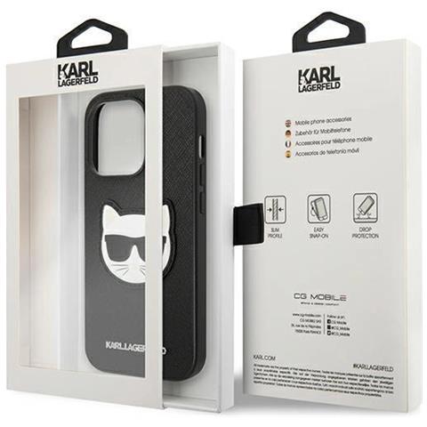 Karl Lagerfeld Klhcp14lsapchk Custodia Per Iphone 14 Pro 6.1 Nera /nera Saffiano Choupette Head Patch - Foto 3