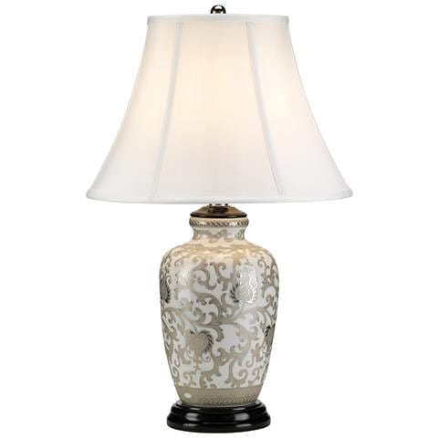 Lampada Da Tavolo A 1 Luce - Bianco, Finitura Argento, E27 - Foto 2