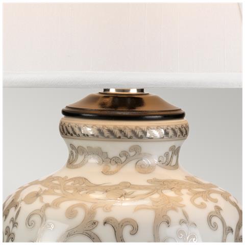 Lampada Da Tavolo A 1 Luce - Bianco, Finitura Argento, E27 - Foto 5
