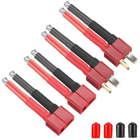 4 Pezzi Deans Style T Connettore Femmina E Maschio Connettore Con Filo In Silicone 12awg Per Batteria Rc Lipo Cavo Drone + 4 Pezzi Pvc Proteggi Copertura - Foto 6