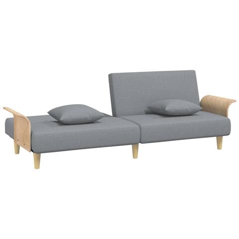 Divano Letto Con Braccioli Grigio Chiaro In Tessuto - Foto 2