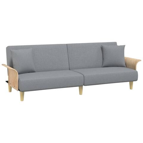 Divano Letto Con Braccioli Grigio Chiaro In Tessuto - Foto 1