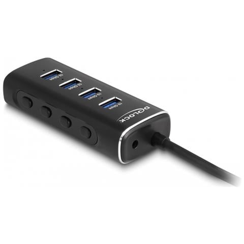 Hub USB 10 Gbps a 4 porte con connettore USB Type-C Cavo da 60 cm e interruttore per ogni porta - Foto 2