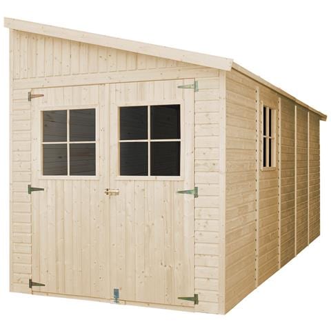 Casa Da Giardino In Legno Naturale (con Parete Laterale) Con Pavimento Impregnato 514x216 Cm / 10,2 M² - M341a+m341g - Foto 2