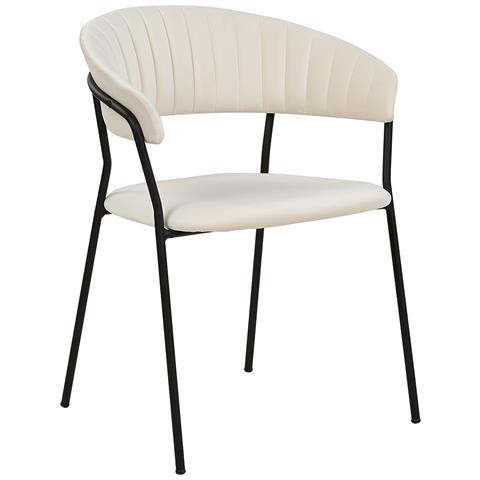 Set Di 2 Sedie Da Pranzo Velluto Bianco Crema Mariposa - Foto 2