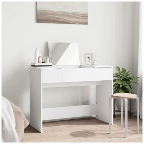 Toeletta Con Specchio Bianco 100x45x76 Cm - Foto 3