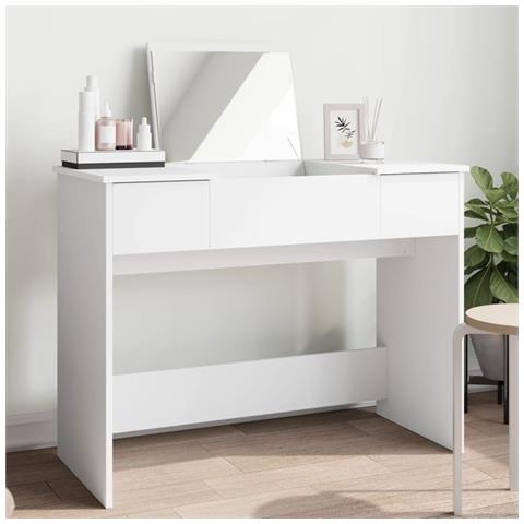 Toeletta Con Specchio Bianco 100x45x76 Cm - Foto 1