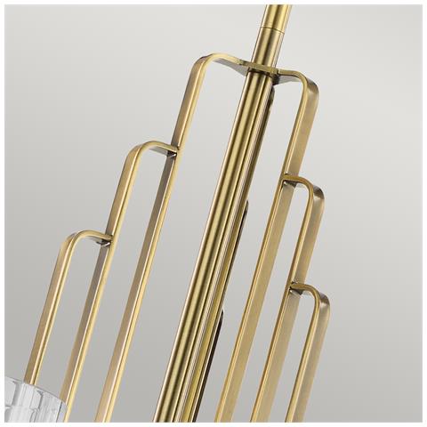 Lampadario Contemporaneo Kimrose Acciaio Ottone Spazzolato Vetro 6 Luci E14 - Foto 2
