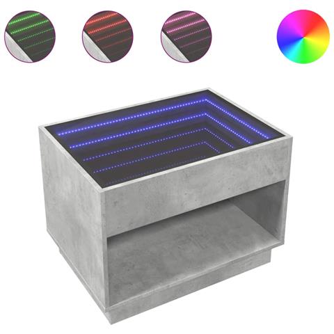 Tavolino Da Salotto Con Led Infinity Grigio Cemento 70x50x50 Cm - Foto 2