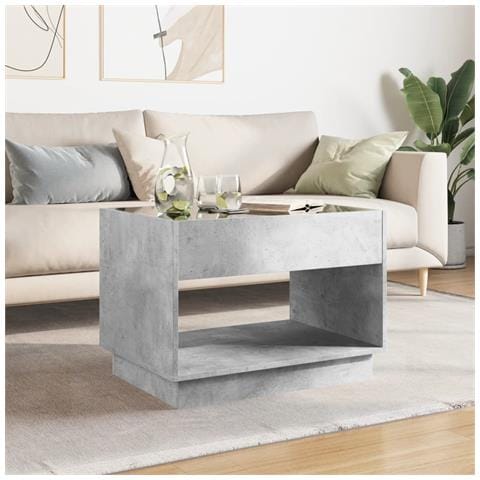 Tavolino Da Salotto Con Led Infinity Grigio Cemento 70x50x50 Cm - Foto 3