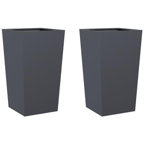 Fioriere da Giardino 2 pz Antracite 45x45x75 cm in Acciaio - Foto 1