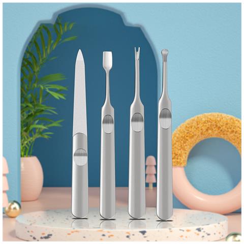 Set Manicure In Acciaio Inossidabile Con Lima Per Unghie, Spingi Cuticole, Pulisci Orecchie E Forchetta Per Cuticole - Foto 2