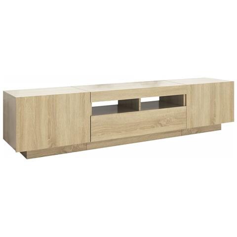 Mobile Porta TV con Luci LED Rovere Sonoma 180x35x40 cm - Foto 2