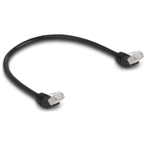 Cavo di rete RJ45 Cat. 6A S /FTP da 45° angolato verso l'alto 0,5 m nero - Foto 1