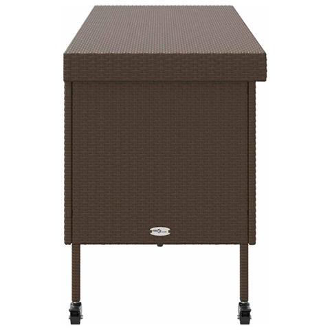 Contenitore da Giardino con Ruote Marrone Polyrattan - Foto 2