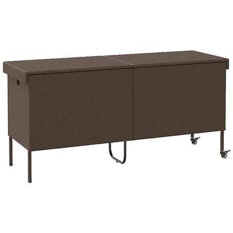 Contenitore da Giardino con Ruote Marrone Polyrattan - Foto 10