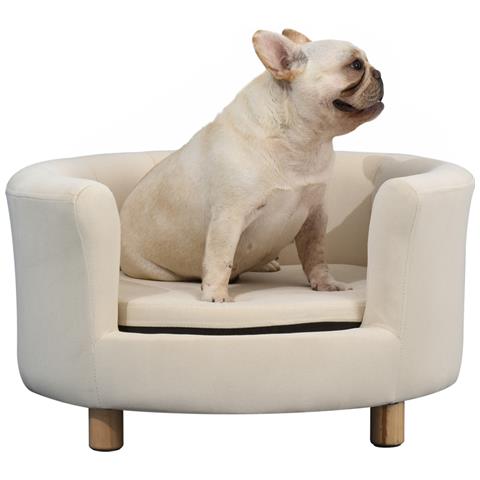 Divano per Cani e Gatti Imbottito con Schienale e Cuscino Rimovibile, 65x64x37cm, Crema - Foto 1