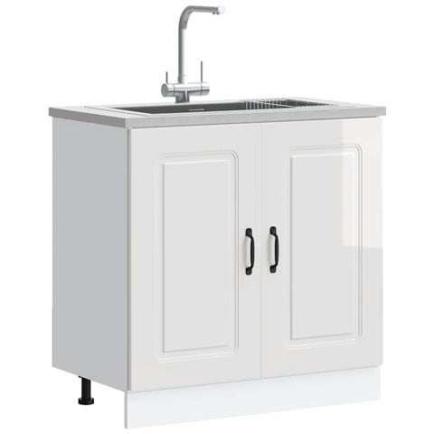 Mobile Base Lavello Kalmar Bianco Lucido 80x46x81,5 Cm - Foto 1