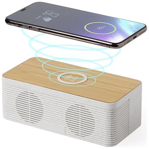 Caricabatterie Wireless Per Altoparlante Con Ricarica Rapida Da 10 W. Connessione Bluetooth. Potenza Sonora 5w. Batteria 1.200 Mah 16x6x6 Cm. Colore Del Legno - Foto 1