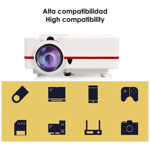 Videoproiettore Led Con Duplicazione Dello Schermo Per Ios E Android. Fino A 150 Pollici, Contrasto 3000:1. Collegamenti Hdmi, Usb, Ingresso Antenna. Telecomando. - Foto 2