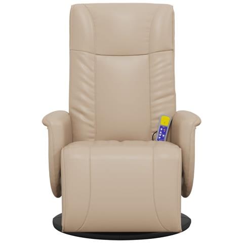 Poltrona Reclinabile Massaggi Poggiapiedi Cappuccino Similpelle - Foto 3