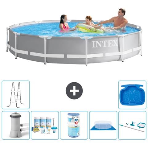 Piscina Fuori Terra - In Giro - 366x76 Cm - Grigio - Include Accessori Coordinati A2106 - Foto 1