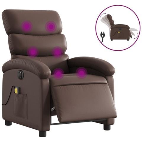 Poltrona Massaggiante Elettrica Marrone In Similpelle - Foto 1