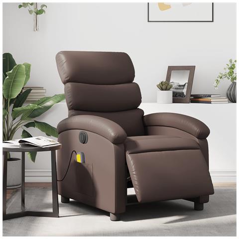 Poltrona Massaggiante Elettrica Marrone In Similpelle - Foto 8