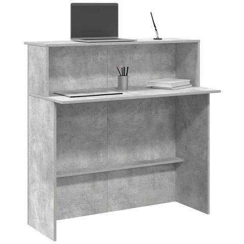 Banco Reception Grigio Cemento 100x50x103,5cm Legno Multistrato - Foto 2