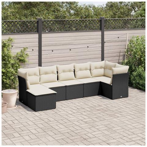 Set Divani da Giardino con Cuscini 7pz Nero Polyrattan - Foto 2