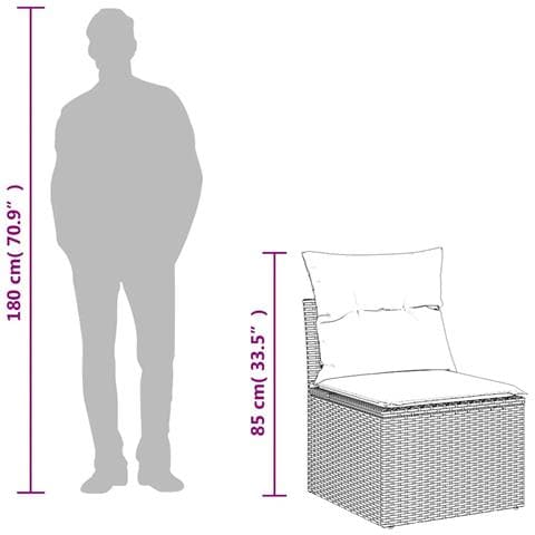 Set Divano da Giardino 6pz con Cuscini Grigio Chiaro Polyrattan - Foto 9