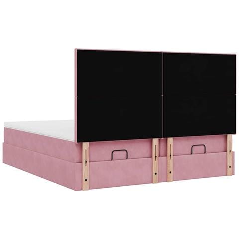 Struttura Letto Pouf con Materassi Rosa 180x200 cm Velluto - Foto 9