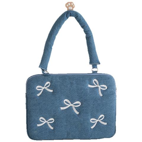 Borsa Per Laptop In Denim Ricamata Compatibile Con Apple Macbook, Custodia Protettiva Per Ipad  13 Pollici - Foto 1