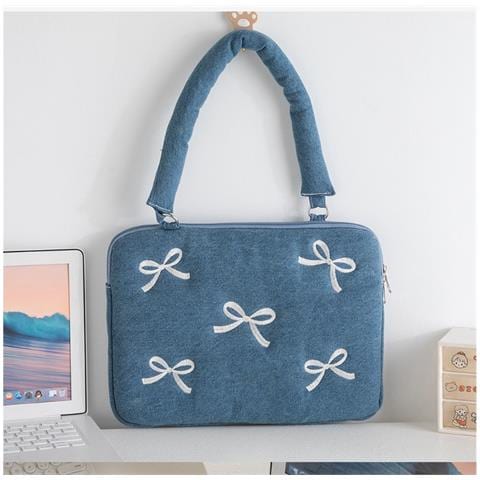 Borsa Per Laptop In Denim Ricamata Compatibile Con Apple Macbook, Custodia Protettiva Per Ipad  13 Pollici - Foto 2