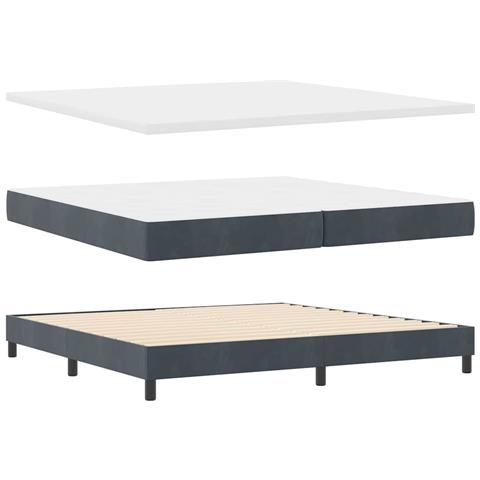 Letto Box Spring con Materasso Nero 100x200 cm in Velluto - Foto 1
