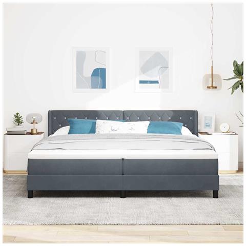 Letto Box Spring con Materasso Nero 100x200 cm in Velluto - Foto 2