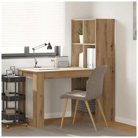 Scrivania con lo scaffale rovere artigianale 122 x 67 x 145 cm - Foto 2