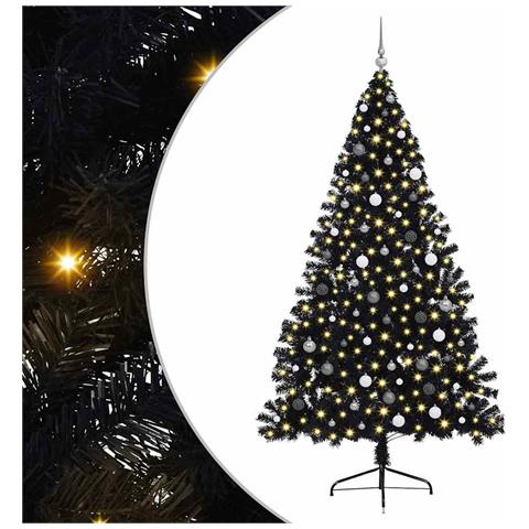 Albero di Natale con luci a corde decorative Nero 240 cm PVC - Foto 1